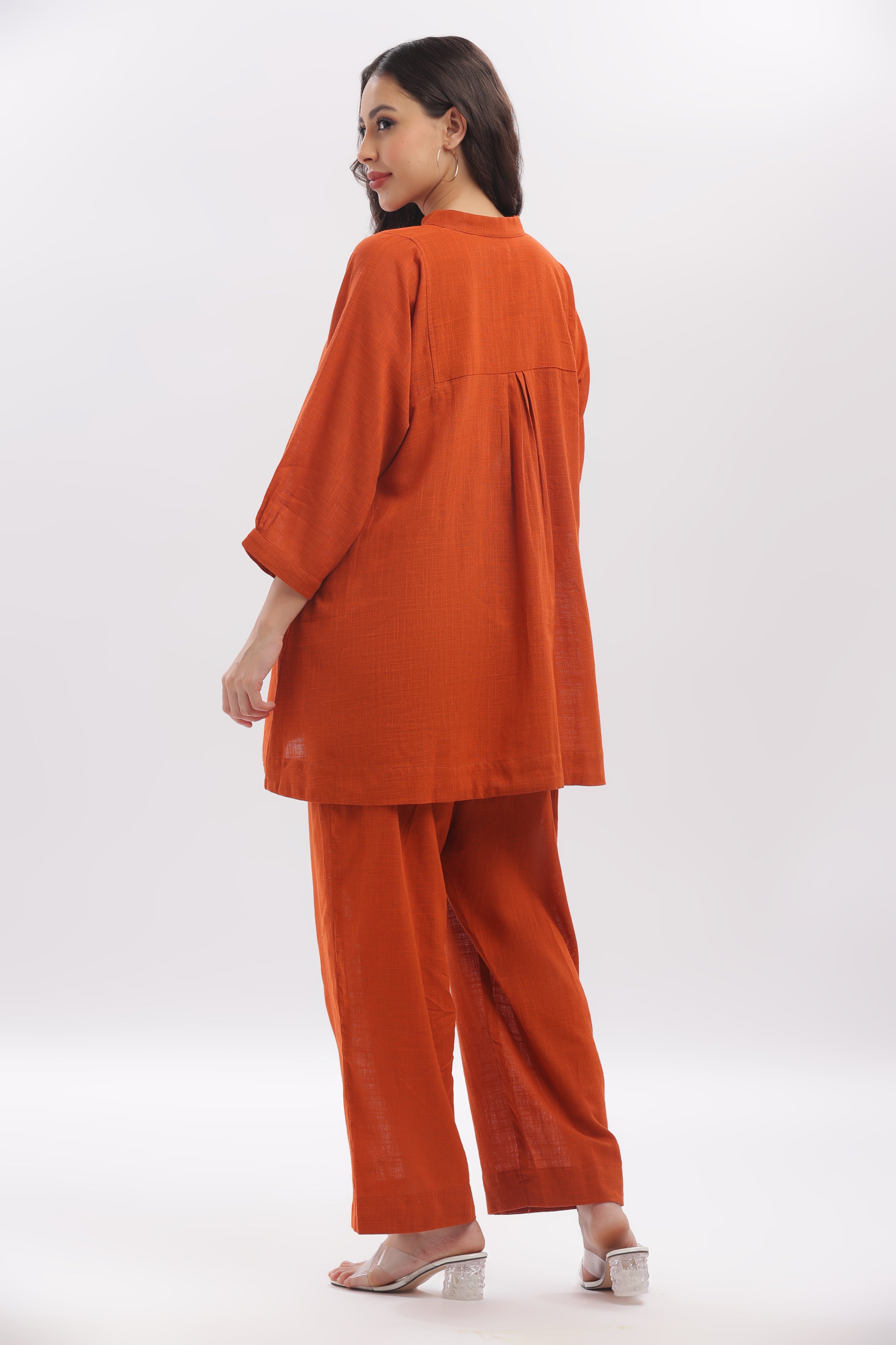 TSR  Teracotta peplum top