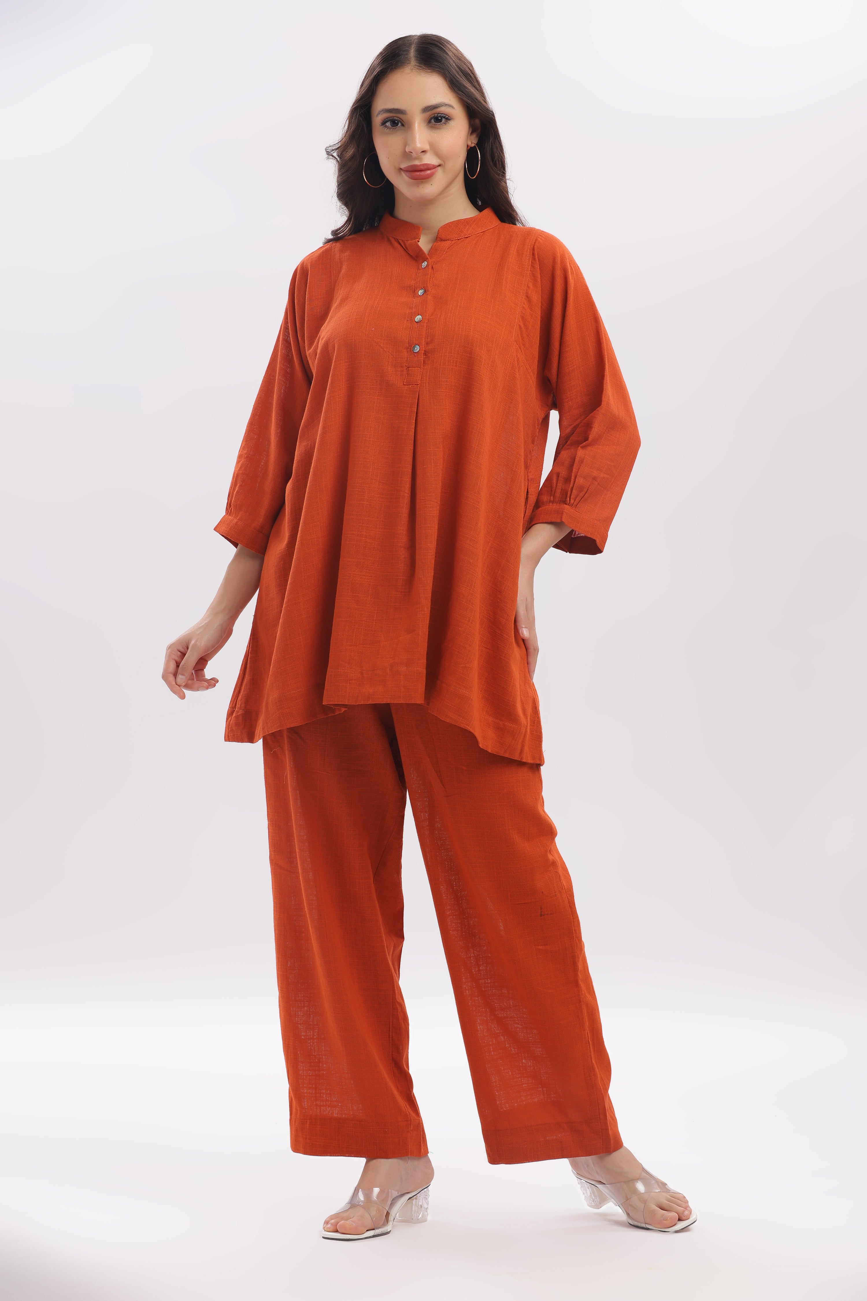 TSR  Teracotta peplum top