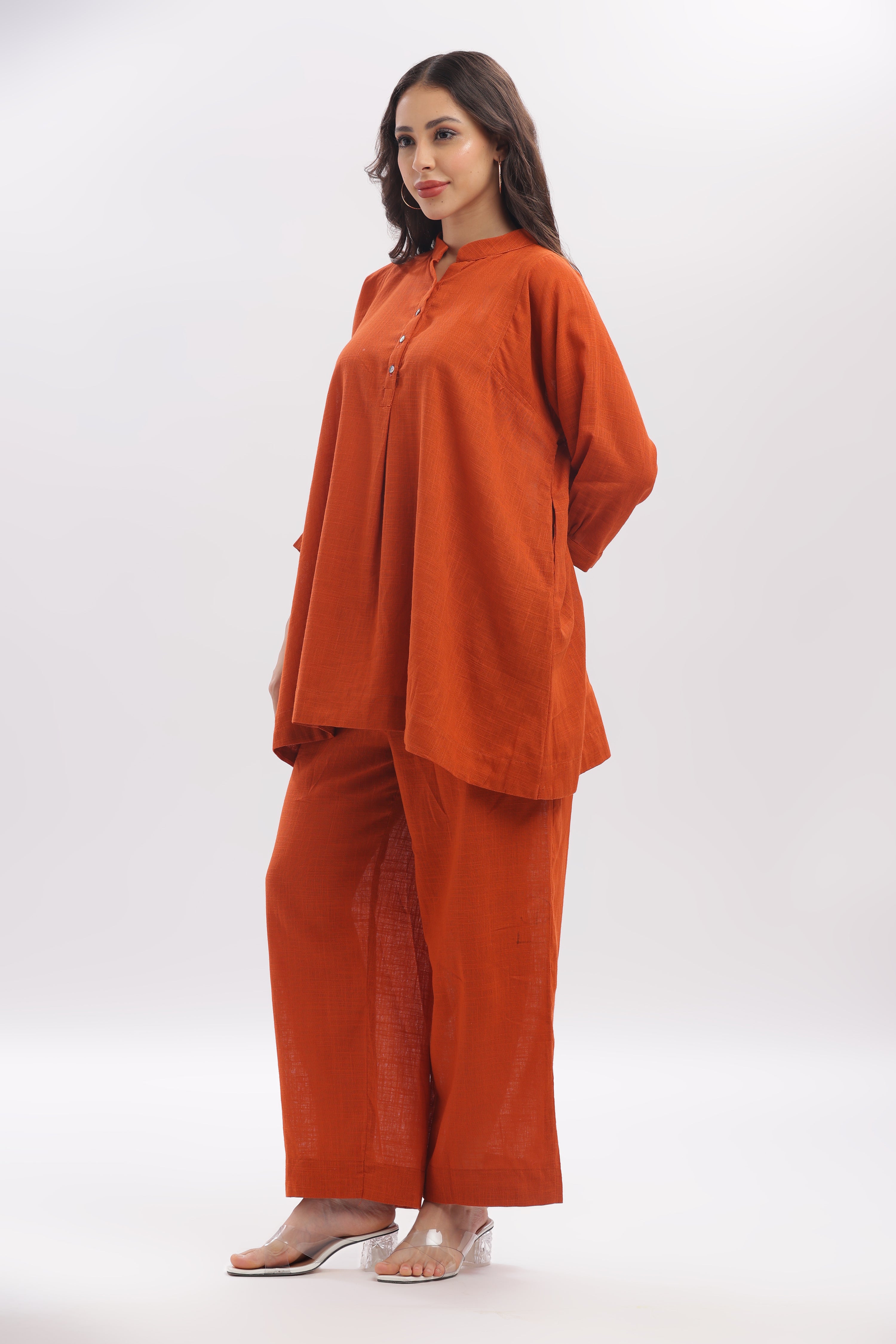 TSR  Teracotta peplum top