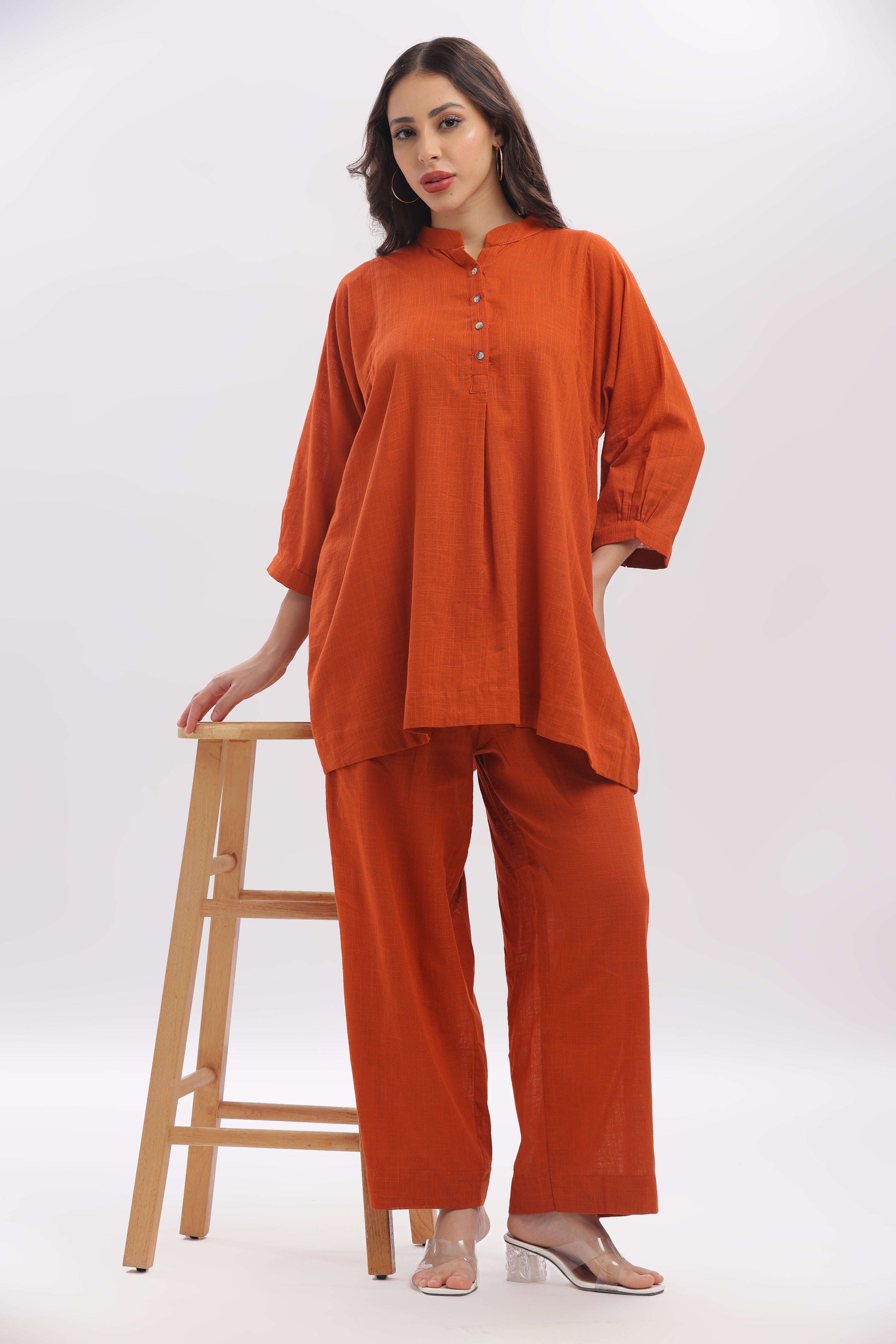 TSR  Teracotta peplum top