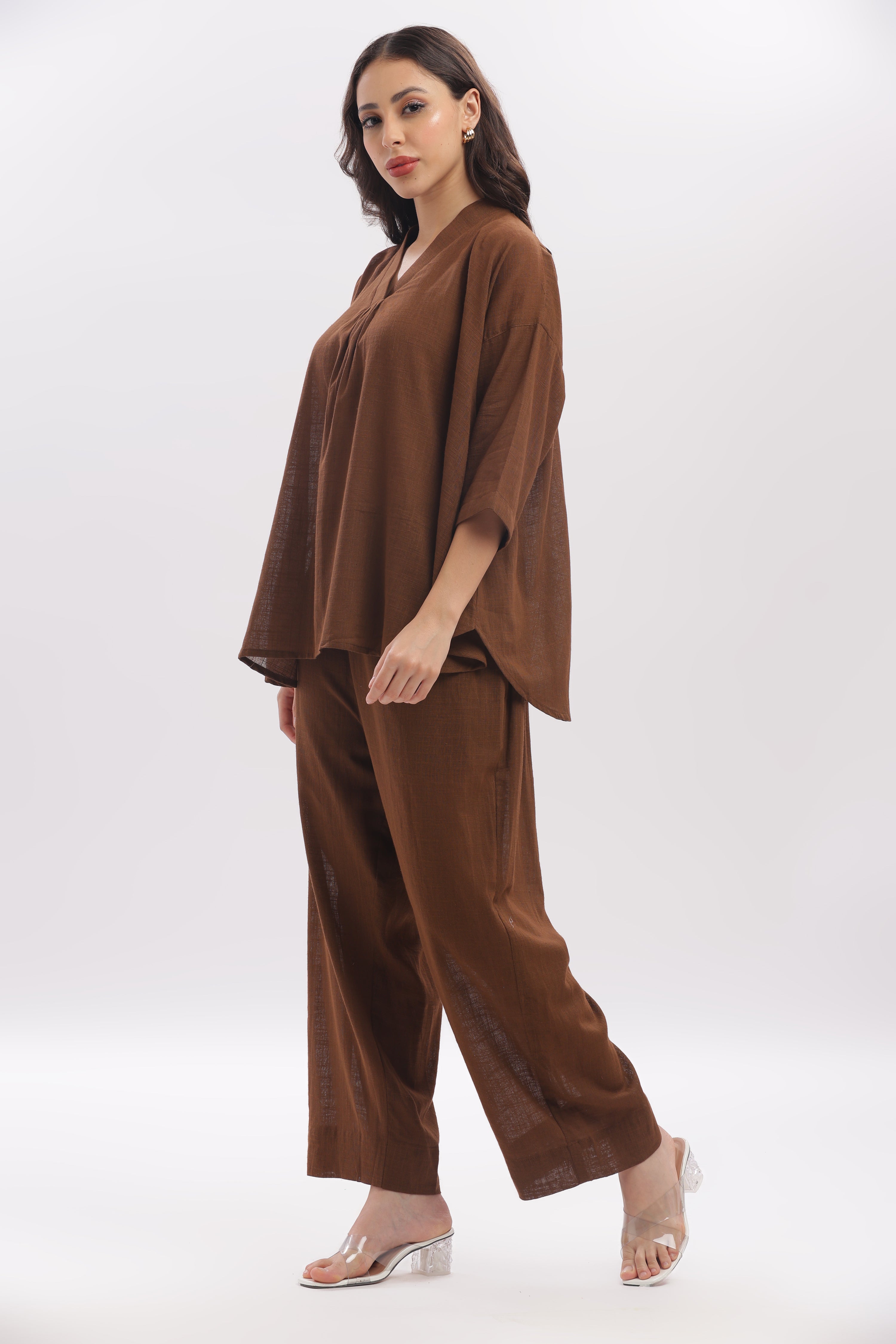 TSR coffee brown peplum top