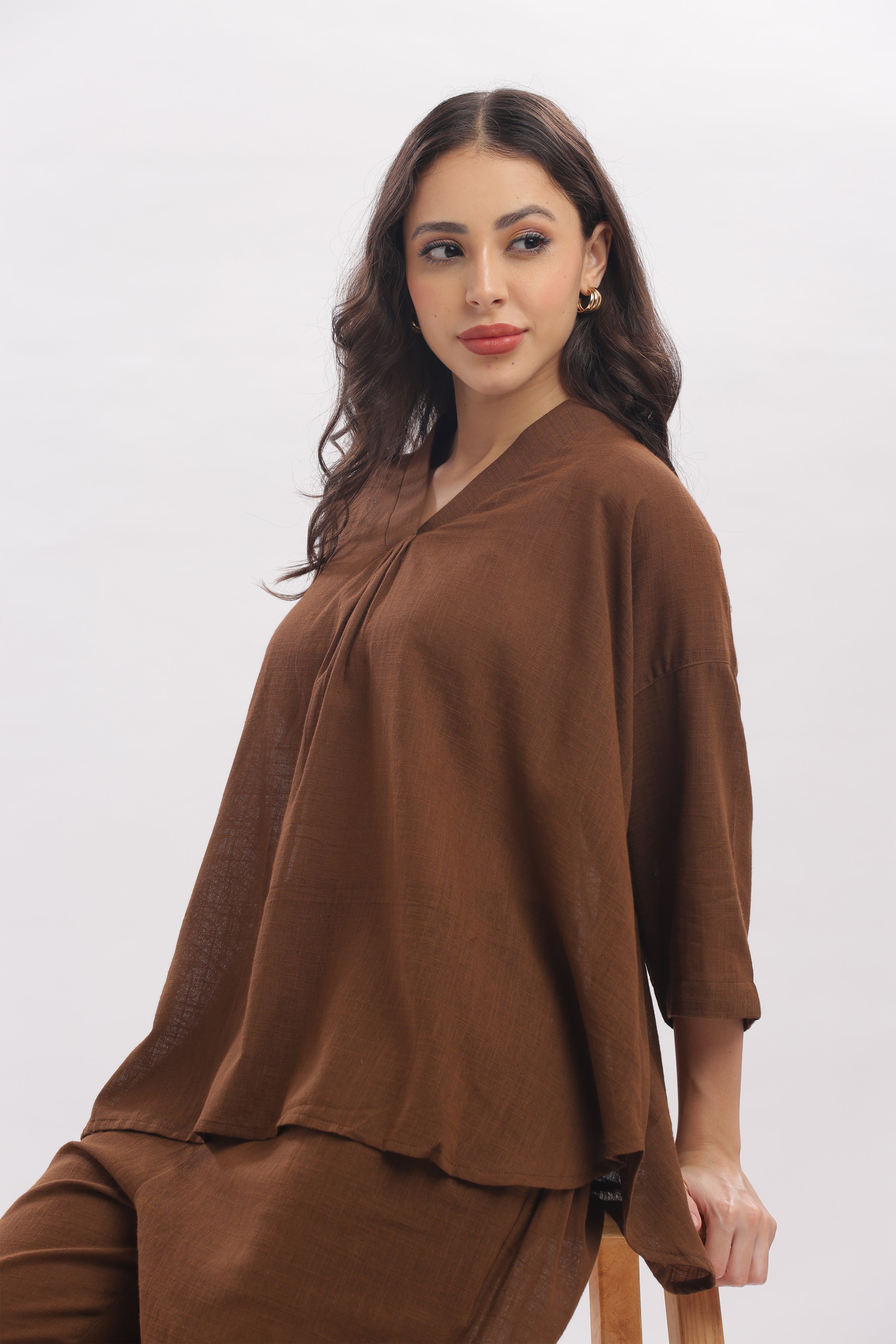 TSR coffee brown peplum top