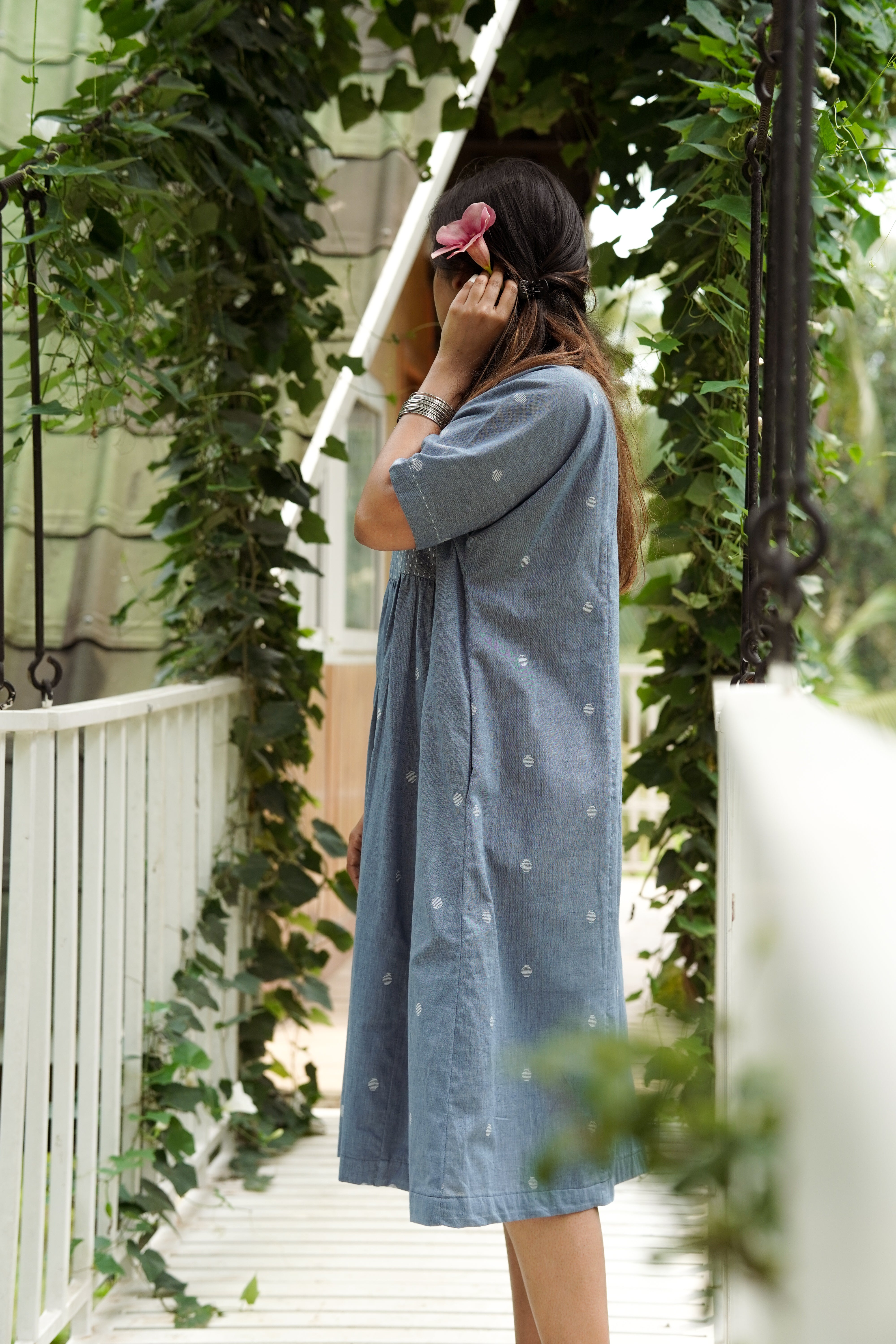 Blue polka dress